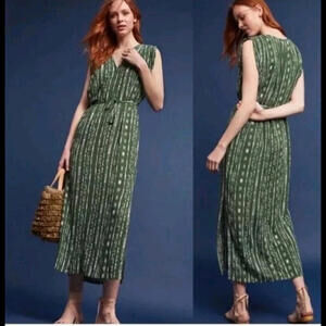 Anthropologie Green Sleeveless Maxi Dress